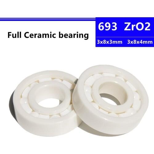4pcs/10pcs 693 3*8*3 3*8*4 mm Zirconia Full ZrO2 Ceramic Deep Groove Ball Bearing Precision Nonmagnetic 3x8x3 3x8x4 mm