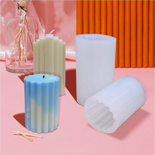 5 Styles Aromatic Candle Mold Round Column Candle Silicone Forms DIY Home Decor Plaster Ornaments Making Tool