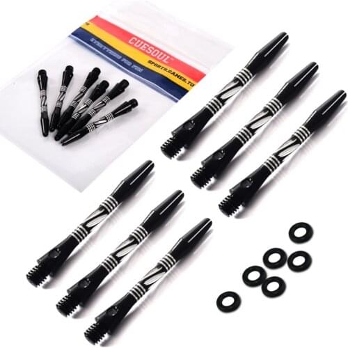 CUESOUL 6 Pieces Aluminum Black Dart Shaft With O'rings DS-008