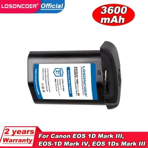 LOSONCOER Battery 3600mAh LP-E19 LP-E4 LP-E4N For Canon EOS 1D Mark III, EOS-1D Mark IV, EOS 1Ds Mark III, EOS 1D C, EOS 1D X