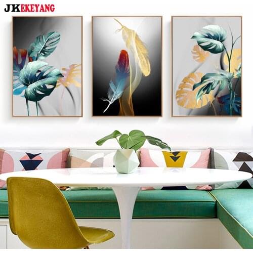3pcs 5D Diy round/square diamond painting Feathers and leaves Diamond Mosaic Embroidery cross stitch Y4249