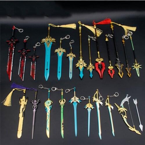 Anime Keychains Genshin Impact Weapons Key Accessories Wolfs Gravestone Keychain Men Bag Pendant Key Ring for Friends Gift 17cm