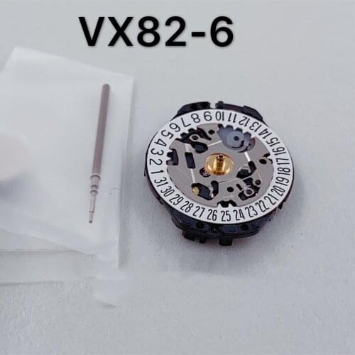 Watch accessories new original Japanese VX82E movement VX82 three pin six point window calendar quartz movement without batterie