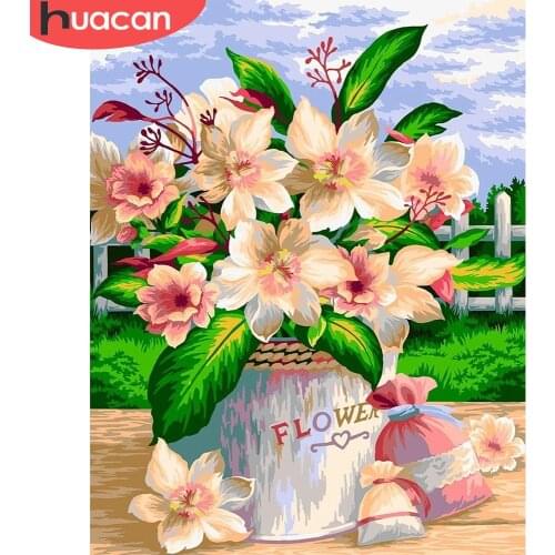 HUACAN Pictures By Number Flower Kits Home Decoration Painting By Numbers Drawing On Canvas HandPainted Art DIY Gift