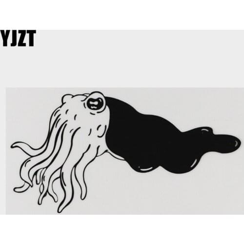 YJZT 15.3CM×9.1CM Personality Marine Vinyl Squid Decal Black/Silver Car Sticker 18A-0065