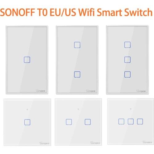 Sonoff TX T0 US EU 1 2 3 Gang Smart Wifi Switch Smart Home Remote Control Wall Touch Light Switch Works with Alexa Google Home