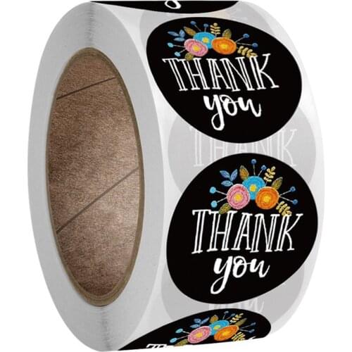 50-500pcs Round Floral Thank You Stickers Scrapbooking For Package Seal Labels Custom Sticker Decoration Wedding Sticker