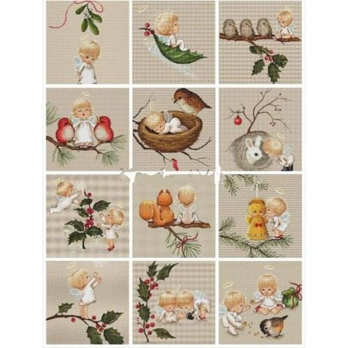 Hot Embroidery Little Angel Series Modern Cross Stitch Kits for Beginners with 100% Cotton Floss & Free Shipping for Home Decor