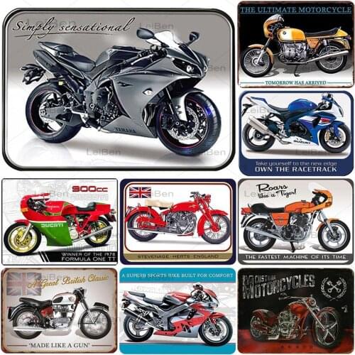 Motorcycle Metal Tin Sign Retro Plaque Art Poster Wall Sticker Home Decoration Bar Garage Gas Station Vintage Metal Plate