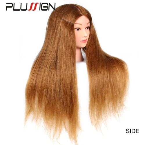 Plussign 40% High Temperature Fiber Long Hair Hairdressing Training Head Model With Clamp Stand Practice Salon Mannequin Head