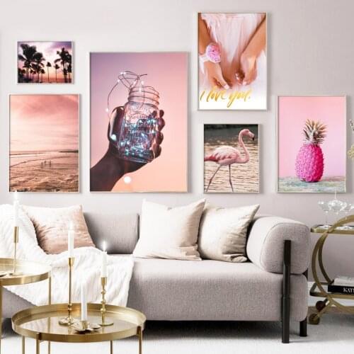 Sea Surf Coconut Tree Pineapple Flamingo Wall Art Canvas Painting Nordic Posters And Prints Wall Pictures For Living Room Decor