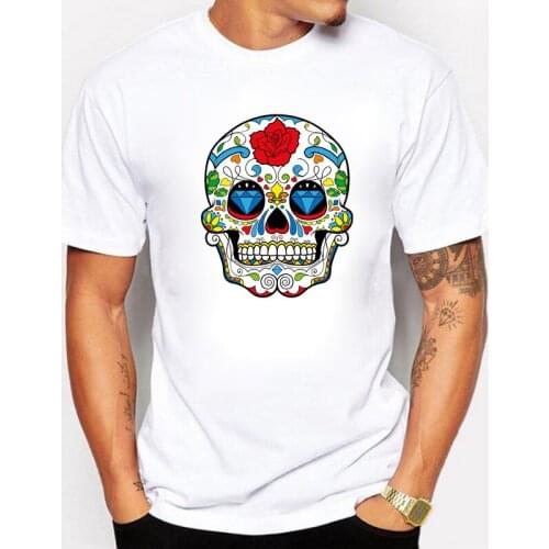 BLWHSA Color Skull T-shirts Men Swag Funny Cotton Short Sleeve Tshirts New Fashion Casual Summer Style Mens T shirt Clothing
