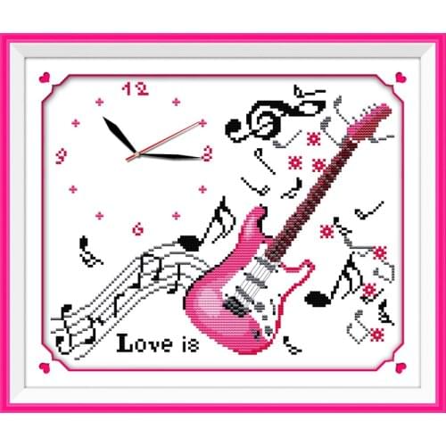 Love melody cross stitch kit 14ct 11ct count print canvas wall clock stitches embroidery DIY handmade needlework plus