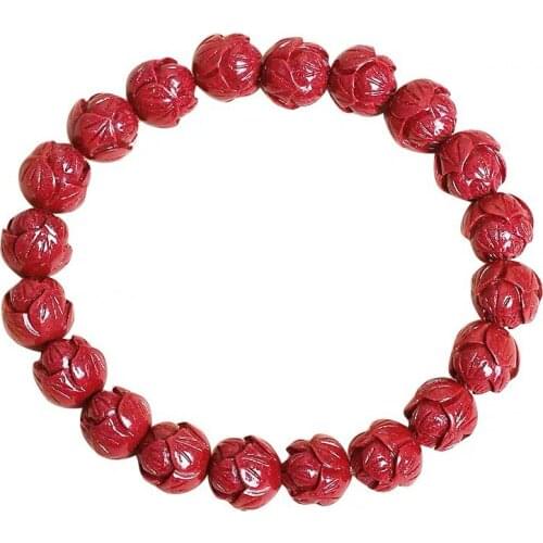 Wholesale High Content Purple golden Sand Natural Cinnabar Bracelets Lotus Beads Bracelet Evil Spirits for Women Men Jewelry