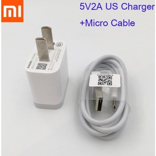 Original Xiaomi EU US Charger 5V2A Fast Charge Power Adapter USB Micro Cable For Redmi Note 3 4 5 plus pro 4X 5a Redmi 7 7a 6 6A