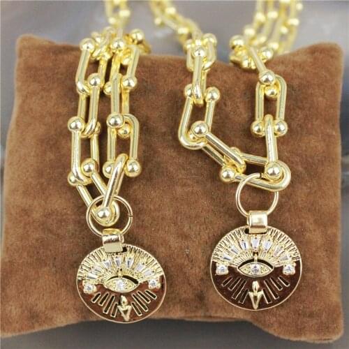 18inch 5pcs/lot New design cz charm necklace,eye shape cubic zircon component jewelry,popular plated chain necklace wholesale