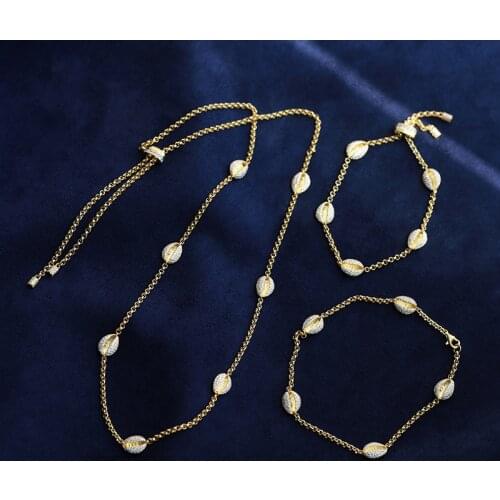AAA Quality Fashion Cute Shell Style Necklaces Pendants For Women Gold Tone Micro Pave Cubic Zirconia Jewelry