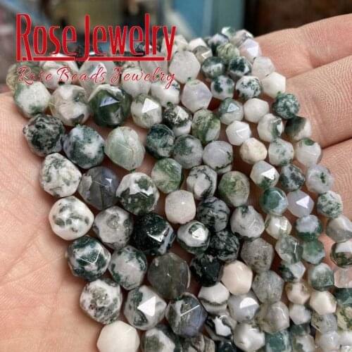Natural Faceted Tree Agates Loose Spacers Beads For Jewelry Making DIY Bracelets Necklace Wholesale Price 15"Strand 6/8/10mm