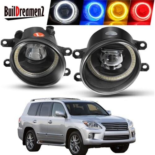 2 Pieces Angel Eye Fog Light Assembly For Lexus LX570 2008-2012 Car Left + Right LED Lens DRL Fog Daytime Running Lamp H11 12V