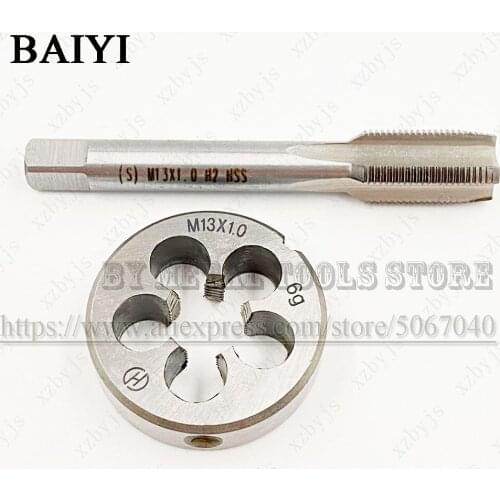 M13X1 M13*1 standard machine tap straight groove tap circular plate die hand tool set round tapping die tapping thread kit