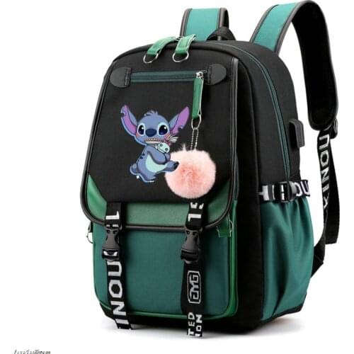 Stitch Anti Theft Usb Laptop Backpack Cool Teenagers Backpack Men Women School Bag Travel Bagpack Student Mochila
