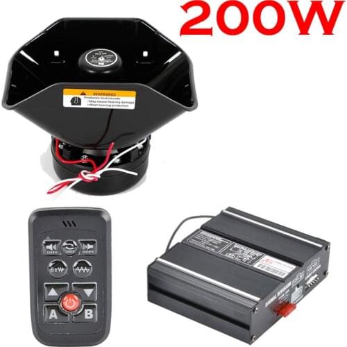 200W 8 Sound Car Speaker and Truck Warning Alarm Police Siren Horn Ambulance Emergency Electronic Horn Kit PA MIC System