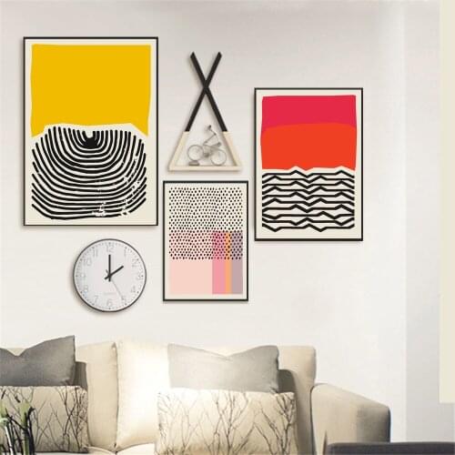 Modern multicolor Abstract Geometric Pattern Wall Art Canvas Painting Picture Poster and Print Living Room Home Decor