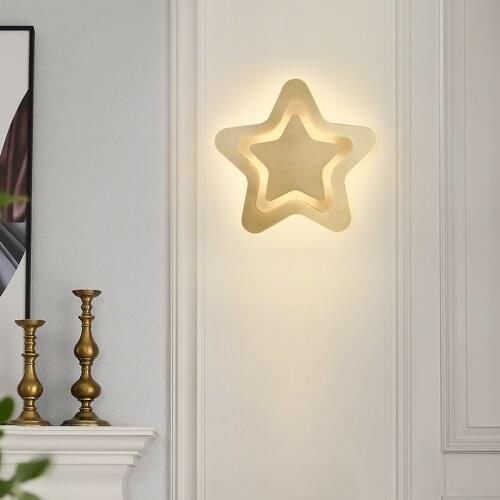 SAROK Modern Wall Sconces Brass Star Shape LED Wall Mounted Lamp Luxury Decorative For Bedside Living Room