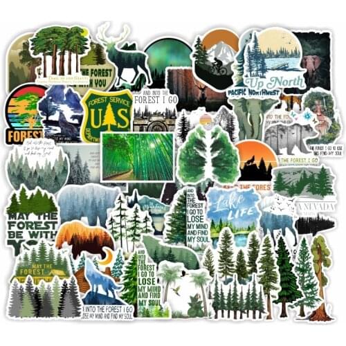 TD ZW 50Pcs Green Natural Forest Stickers For Suitcase Skateboard Laptop Luggage Fridge Phone Car Styling DIY Decal Pegatinas