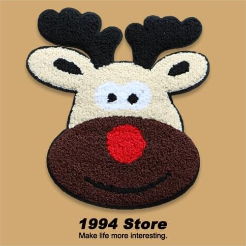 Large Elk Towel Embroidery Diy Child Animal Patterns Patches Iron On Patches Appliques For Clothes T-Shirt Sewing Accessories