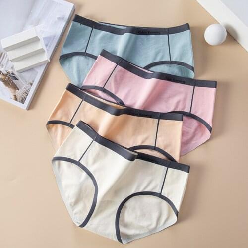 Fashion Panties Women Breathable Cotton Crotch Briefs Comfort Underwear Low Waist Ladies Sexy Letter Seamless Underpants Size XL