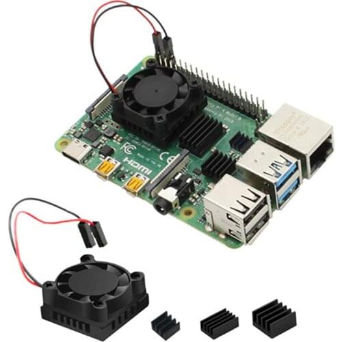 1/2 Dual Fan Square Cooling Fan With Heatsink Cooler Kit For Raspberry Pi 4B ( 4 Model B ) Computer Components Supplies