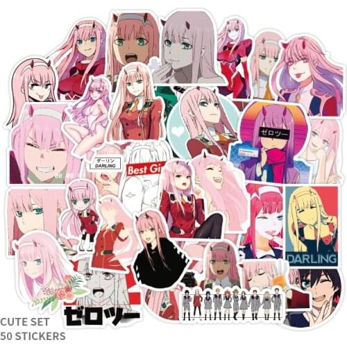 Anime DARLING In The FRANXX Stickers Waterproof PVC Laptop Luggage Guitar Car Skateboard VSCO ZERO TWO Hentai Sticker Kids