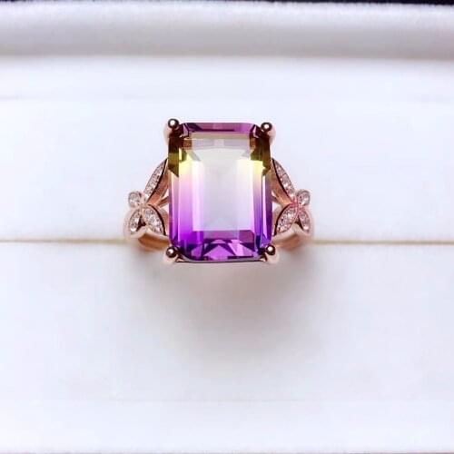 Exquisite gemstone Natural amethyst lady ring, 925 silver, novel craftsmanship, beautiful colors