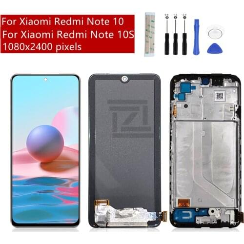 For Xiaomi Redmi note 10 lcd Display Touch Screen Digitizer Assembly +Frame M2101K7AI M2101K7AG lcd Replacement Repair Parts