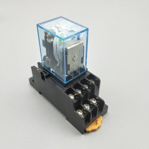1Pc MY4NJ Electronic Micro Mini Electromagnetic Relay 5A 14PIN Coil 4DPDT With PYF14A Socket Base DC12V 24V AC110V 220V LED