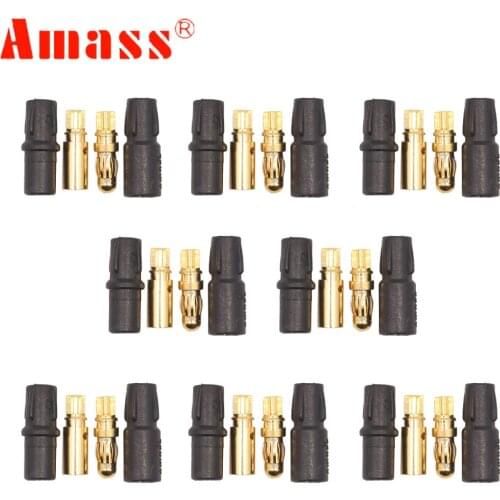 50set/lot Amass Connectors 3.5mm SH3.5 Gold Plated Connector with Protective Sleeves For RC Battery RC drone
