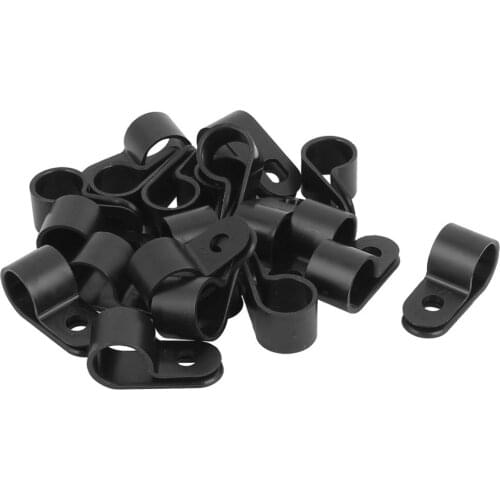 20Pcs Black Plastic R Type Cable Clip Clamp for 12mm Dia Wire Hose Tube 32 x 12 x 15mm