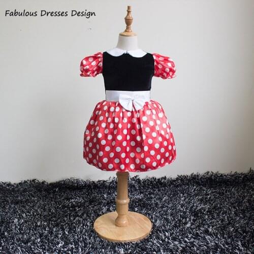 2021 Mini Short Short Flower Girls Dresses Bowknot O-neck Beaded Mickey Little Kids Birthday Dress Party платье