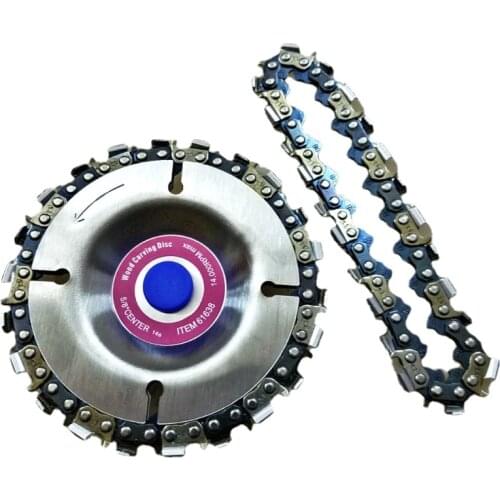 4 Inch Wood Carving Disc Cut Chain 22 Tooth Fine Chainsaw Set w/2 Chains for 100/115 Angle Grinder Wooking Tools Trimmer Blade