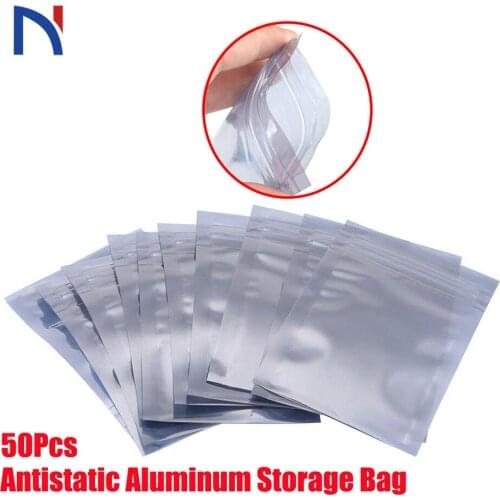50 Antistatic Aluminum Storage Bag Ziplock Bags Resealable Anti Static Pouch for Electronic Accessories Package Bags
