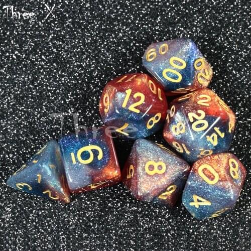 Galaxy Dice Shining 7Pcs DnD RPG Games Accessories Hobbies Christmas Gift