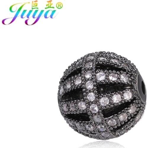 Juya 10mm Hollow Metal Ball Charm Beads Wholesale Handmade Cz Crystals Round Ball Beads Supplies For DIY Beading Jewelry Making