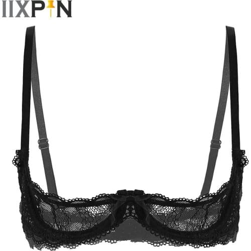 Sexy Bras Women See Through Sheer Lace Lingerie Sexy Bra Top Push Up Underwire Lace Bralette Ladies Erotic Lingerie Nightwear
