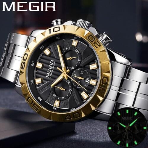 MEGIR Men Watch Top Brand Luxury Chronograph Wristwatch Date Military Sport Stainless Steel Male Clock Relogio Masculino 2087