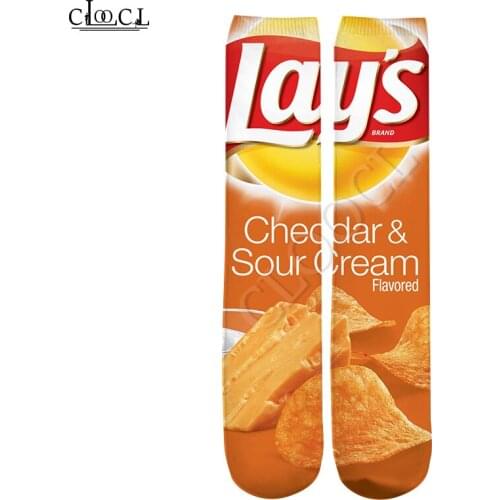 CLOOCL 2021 New Style Fashion Delicious Fried Potato Chips 3D Print Mens Womens Hip Hop Hot Selling Straight Socks