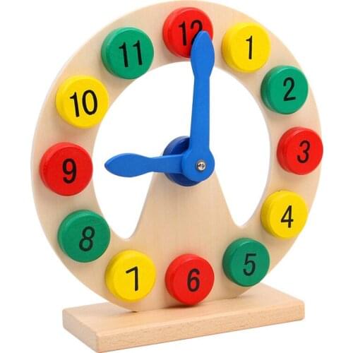 Children Wooden Clock Toys Cognition Colorful Clocks Toys for Kids Early Preschool Teaching Learning Board Toy