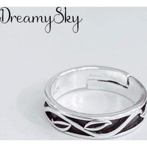DreamySky Bijoux 2019 Simple Style Silver Color Leaf Rings For Women Gifts Large Adjustable Finger Rings