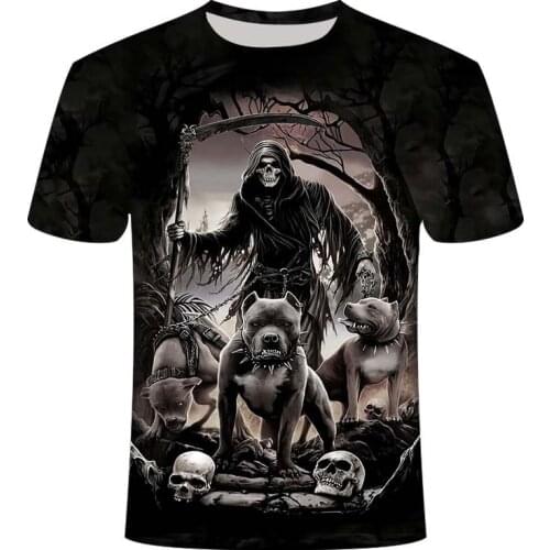 Fashion Summer T-Shirt Men 2021 3D Skull Printing Mens T-Shirt Breathable Streetwear Splicing Printing T Shirt Men