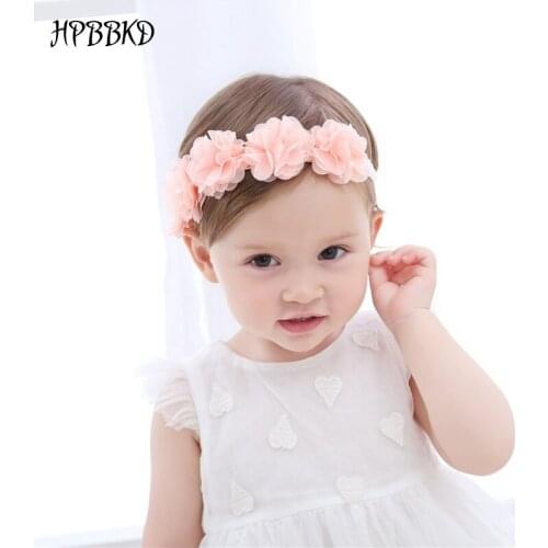 HPBBKD Flower Crown Headband Chiffon Flower Headwrap Baby Girl headwear Newborn Toddler Hairband Baby Hair Accessories BHW-099
